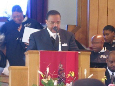 Pastor speaking in the Antioch Missionary Baptist Church